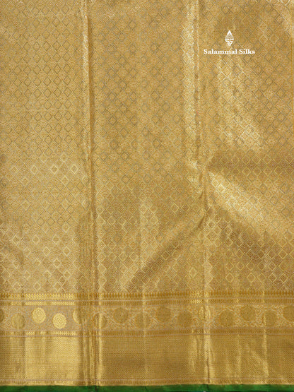 Kanjivaram Gold Colour 2G Zari Pure Silk Saree With Self Border