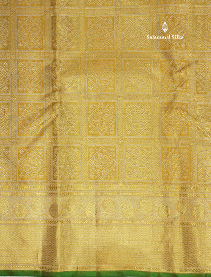 Kanjivaram Gold Colour 2G Zari Pure Silk Saree With Self Border