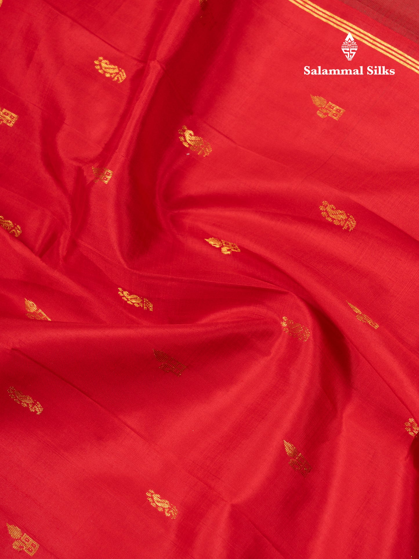 Chilly Red Pure Kanjivaram Silk Saree With Contrast Bottle Green One Side Traditional Border