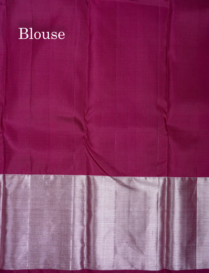 Beautiful Light Chocolate Bridal Pure Kanjivaram Silk Saree With Contrast Wine Blouse