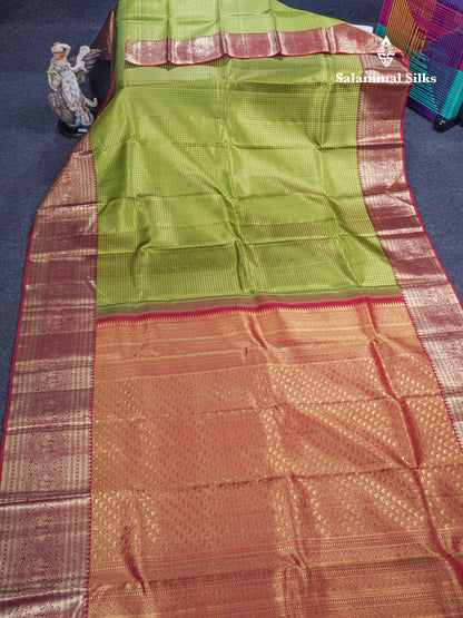 Green Grand Bridal Kanjivaram Pure Silk Saree With Maroon Traditional Border