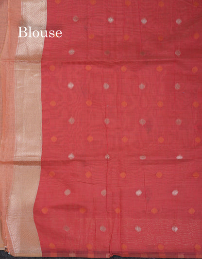 Beautiful Cream Sandal Muga Cotton Saree With Contrast Black Blouse