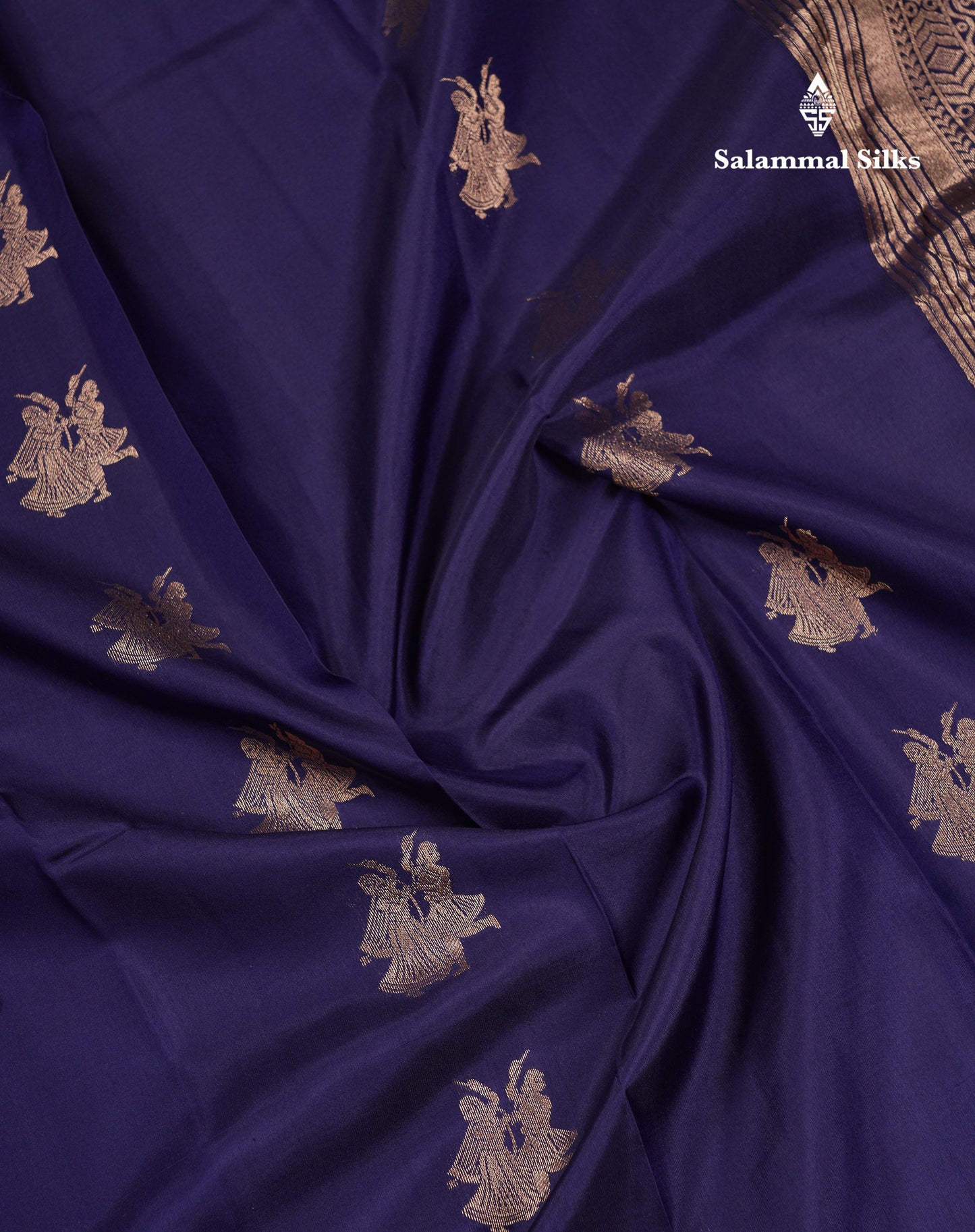 Beautiful Navy Blue Pure Kanjivaram Silk Saree With Traditional Pallaku Border