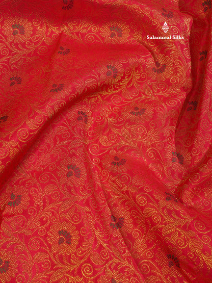 Meenakari work Beautiful Chilly Red Pure Kanjivaram Silk Saree (2G) Zari With Self Border