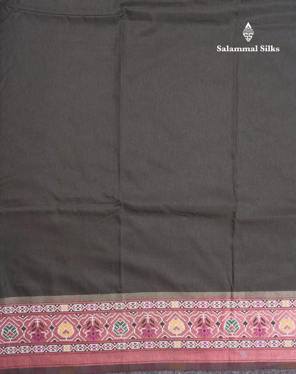 Brown Colour Plain Semi Dola Silk With Ajirah Print Border