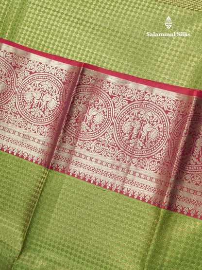 Green Grand Bridal Kanjivaram Pure Silk Saree With Maroon Traditional Border