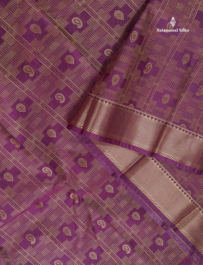 Semi Silk Saree - Wine Purple Colour Body With Traditional Evening Morning Border