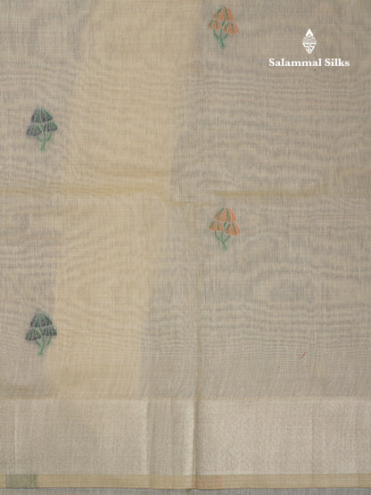 Beautiful Cream Sandal Muga Cotton Saree With Contrast Black Blouse