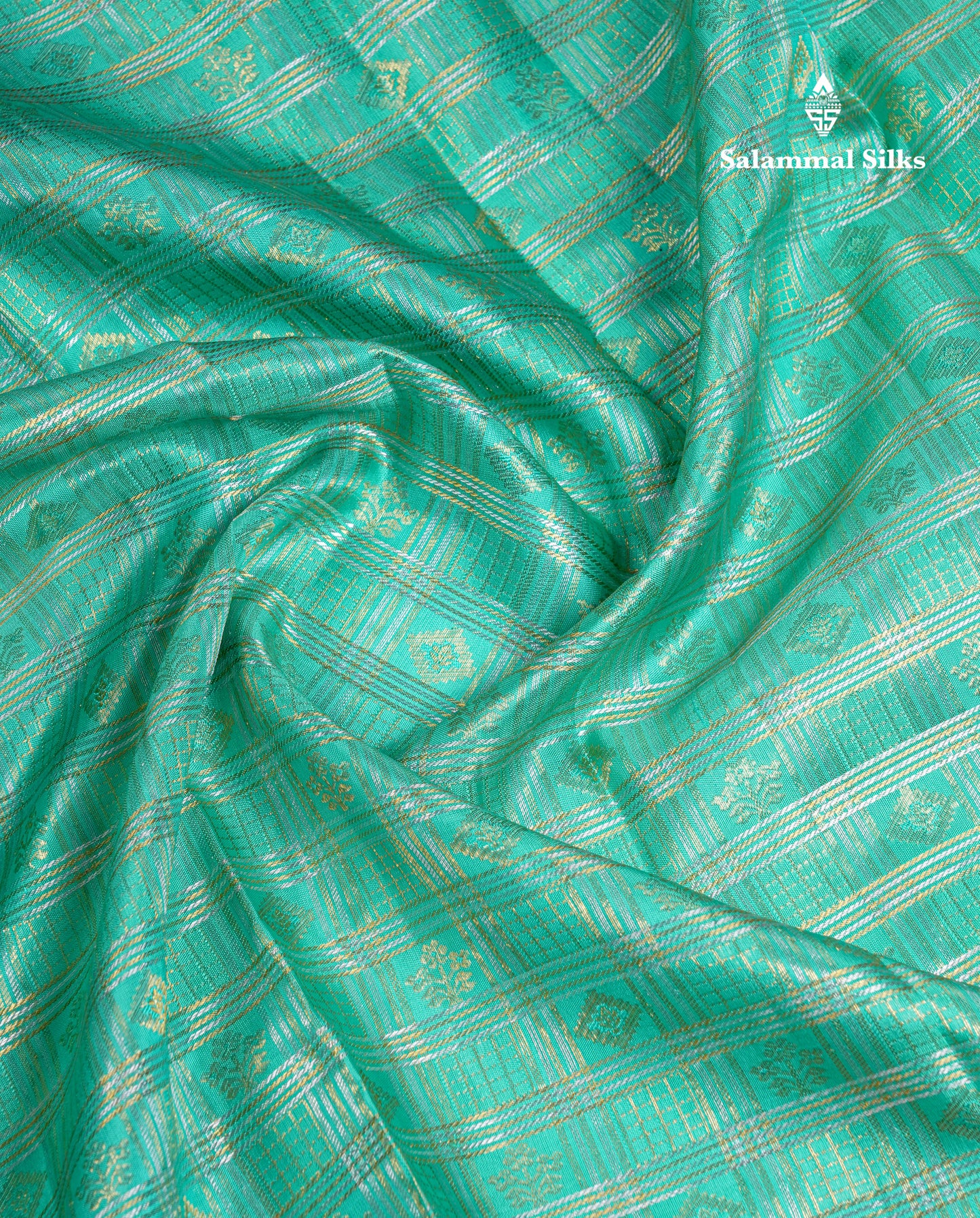 Beautiful Sea Green Bridal 2G Pure Kanjivaram Silk Saree With Contrast Baby Pink Evening Morning Border