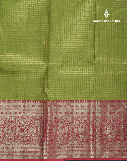 Green Grand Bridal Kanjivaram Pure Silk Saree With Maroon Traditional Border