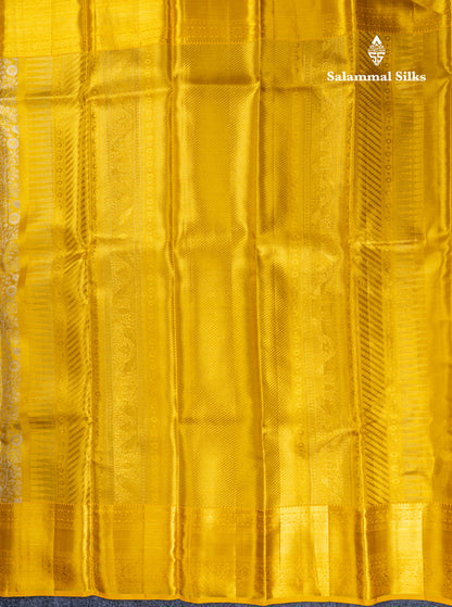 Gold Tissue Bridal Pure Kanjivaram Silk Saree With Contrast Golden Yellow Traditional Border
