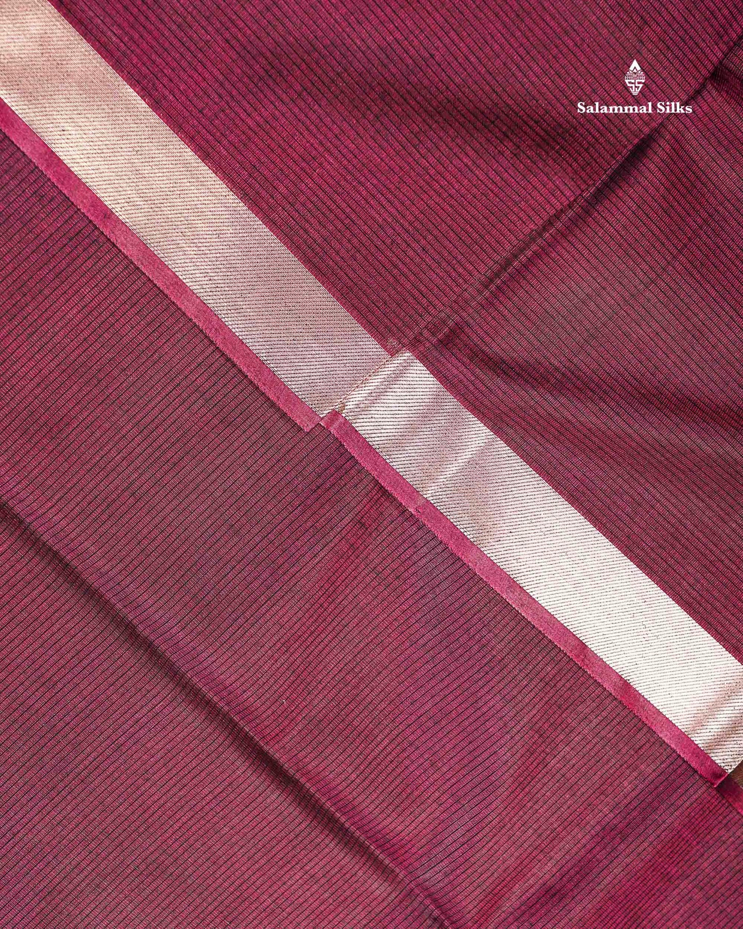 Cotton Mix - Maroon Plain Fancy Saree Along With Traditional Temple Border