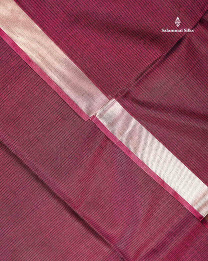 Cotton Mix - Maroon Plain Fancy Saree Along With Traditional Temple Border