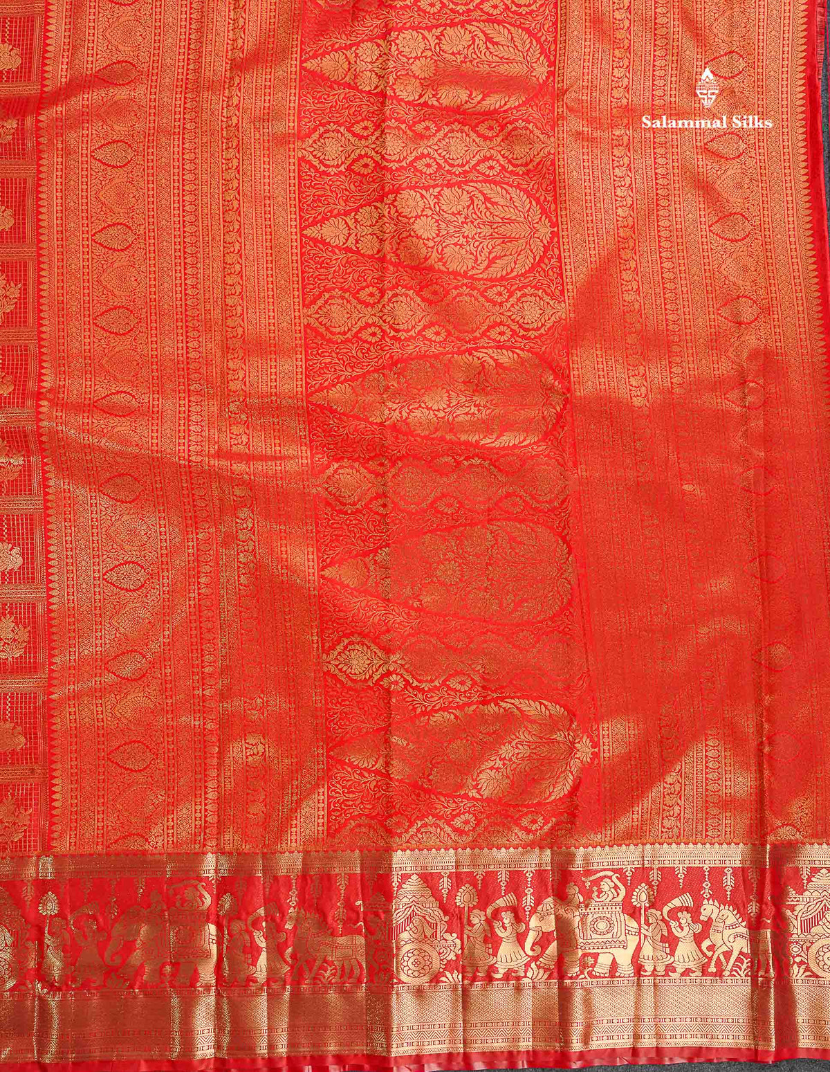 Semi Silk Saree - Redish Orange Colour Body With Traditional Pallakku Evening Morning Border