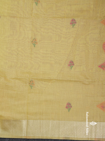 Beautiful Cream Sandal Muga Cotton Saree With Contrast Black Blouse