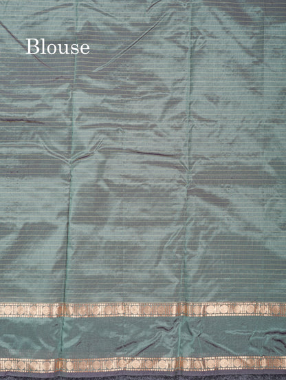 Light Weight Semi Silk Saree - Brown Checks With Butta With Traditional Rettapet Border