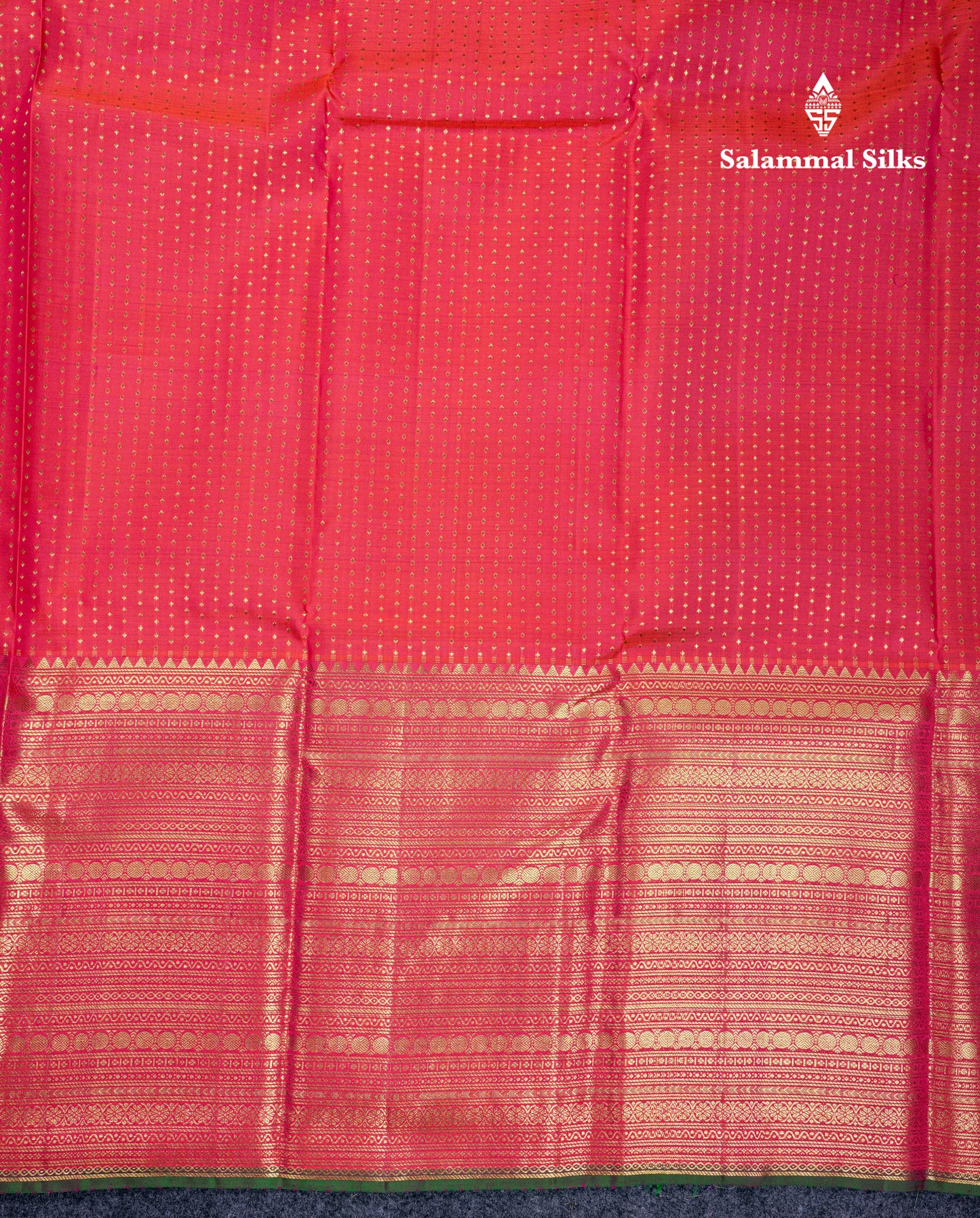 Beautiful Dual Tone Pinkish Orange Pure Kanjivaram Silk Saree With Contrast Green Blouse