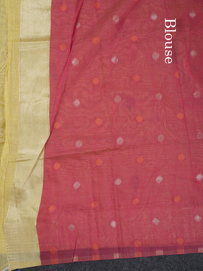 Beautiful Cream Sandal Muga Cotton Saree With Contrast Black Blouse