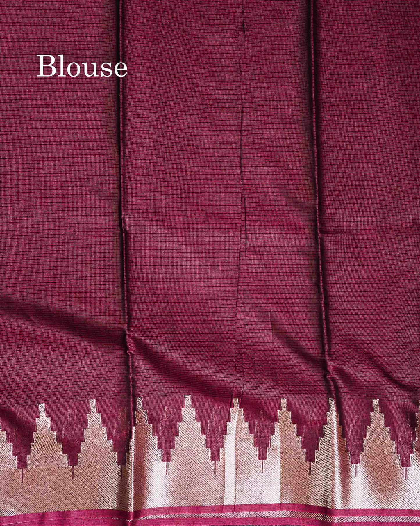 Cotton Mix - Maroon Plain Fancy Saree Along With Traditional Temple Border