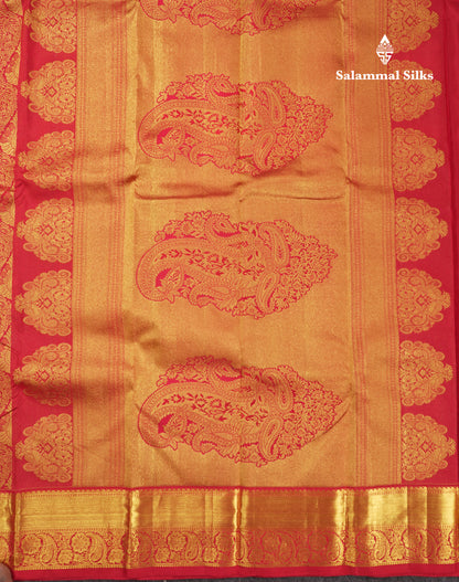 Beautiful Red Bridal Pure Kanjivaram Silk Saree With Traditional Border