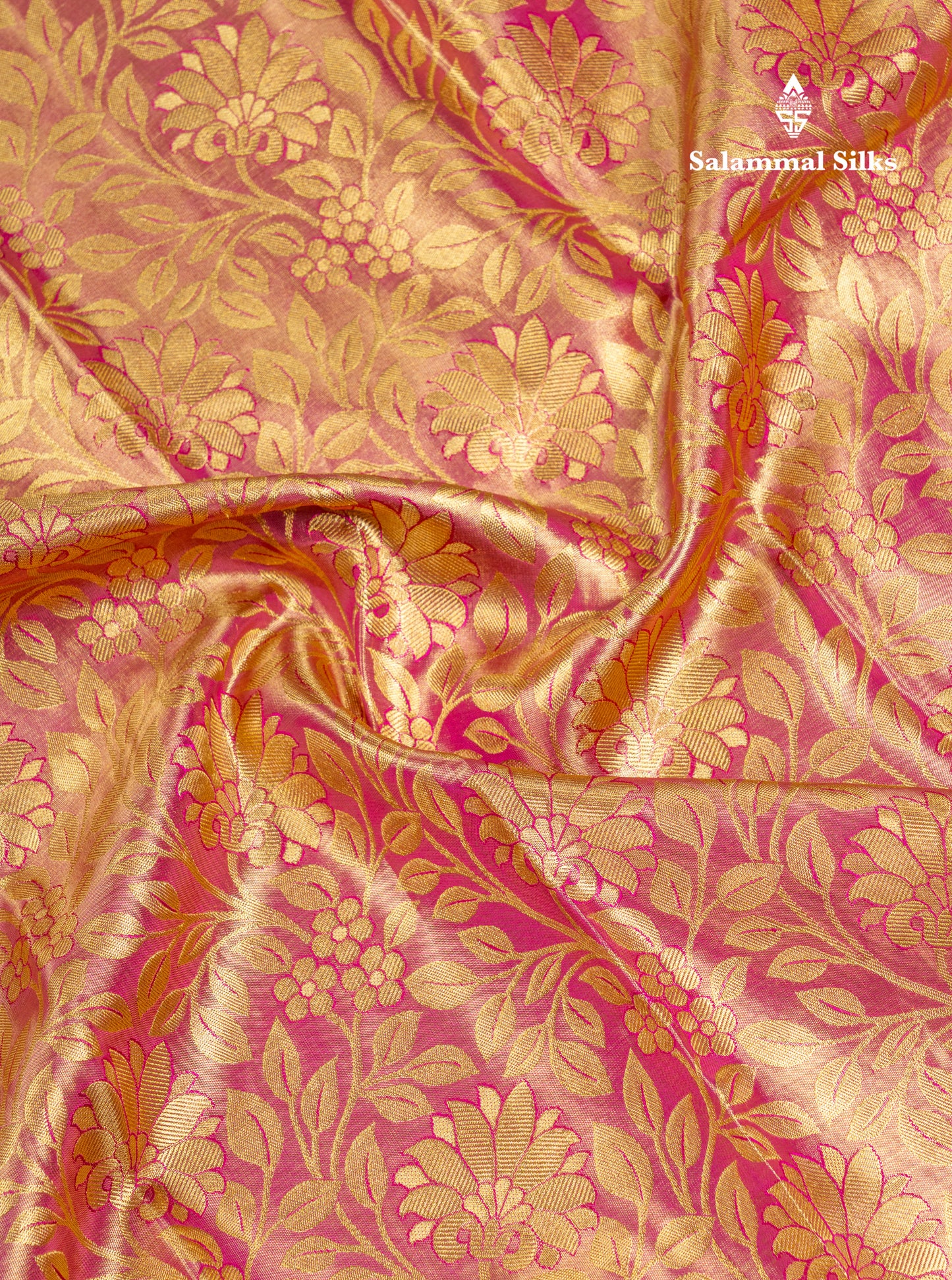 Pink Tissue Bridal Pure Kanjivaram Silk Saree With Contrast Link Pink Traditional Evening Morning Border