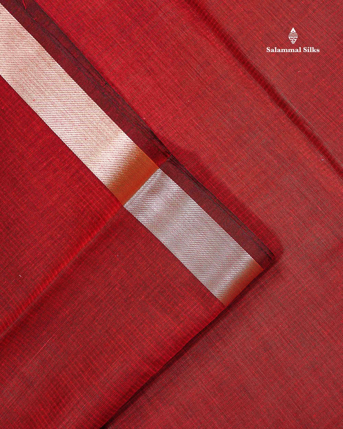 Cotton Mix - Maroon Plain Fancy Saree Along With Traditional Temple Border