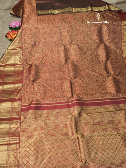Beautiful Dark Maroon Pure Kanjivaram Silk Saree (2G) Zari With Traditional Self Border