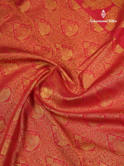 Beautiful Red Bridal Pure Kanjivaram Silk Saree With Traditional Border