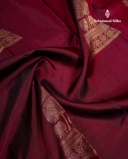 Beautiful Dark Maroon Traditional Buttas Pure Kanjivaram Silk Saree With Blouse