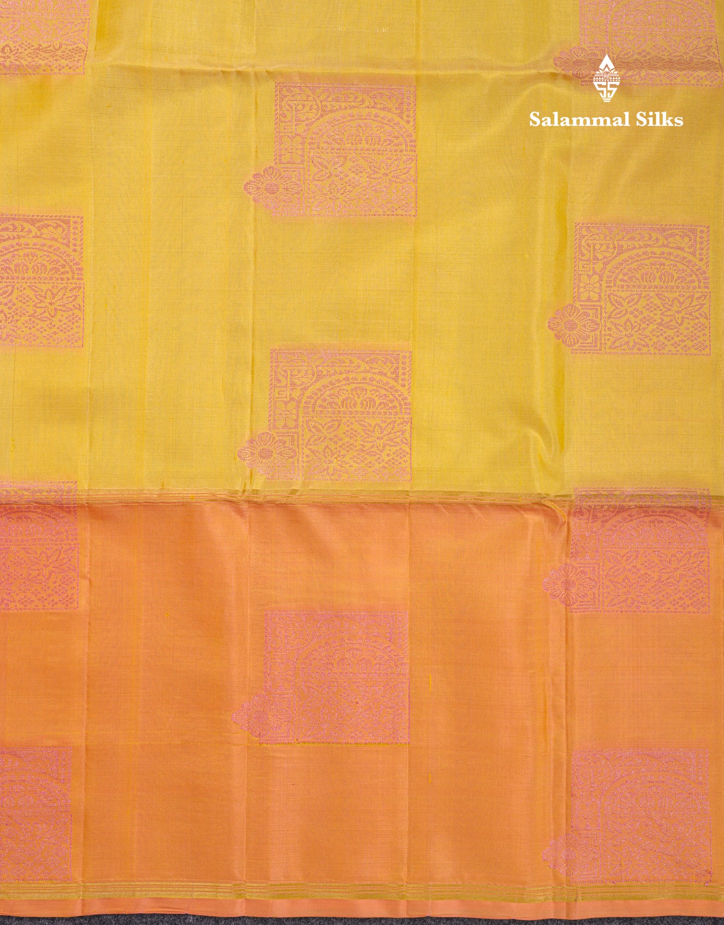 Beautiful Light Yellow Pure Kanjivaram Soft Silk Saree With Contrast Peach Border