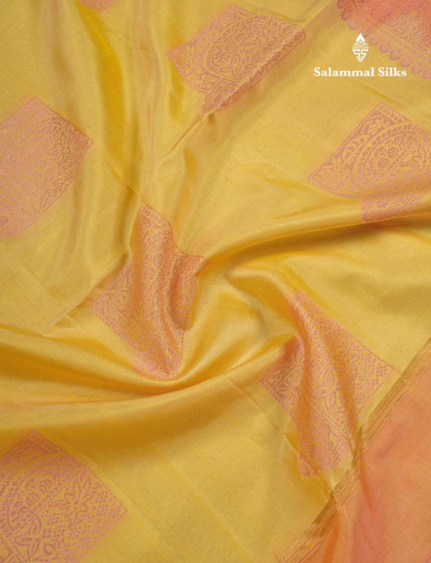 Beautiful Light Yellow Pure Kanjivaram Soft Silk Saree With Contrast Peach Border