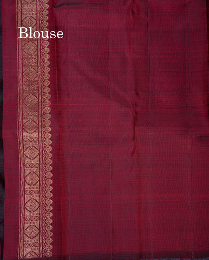 Beautiful Dark Maroon Traditional Buttas Pure Kanjivaram Silk Saree With Blouse