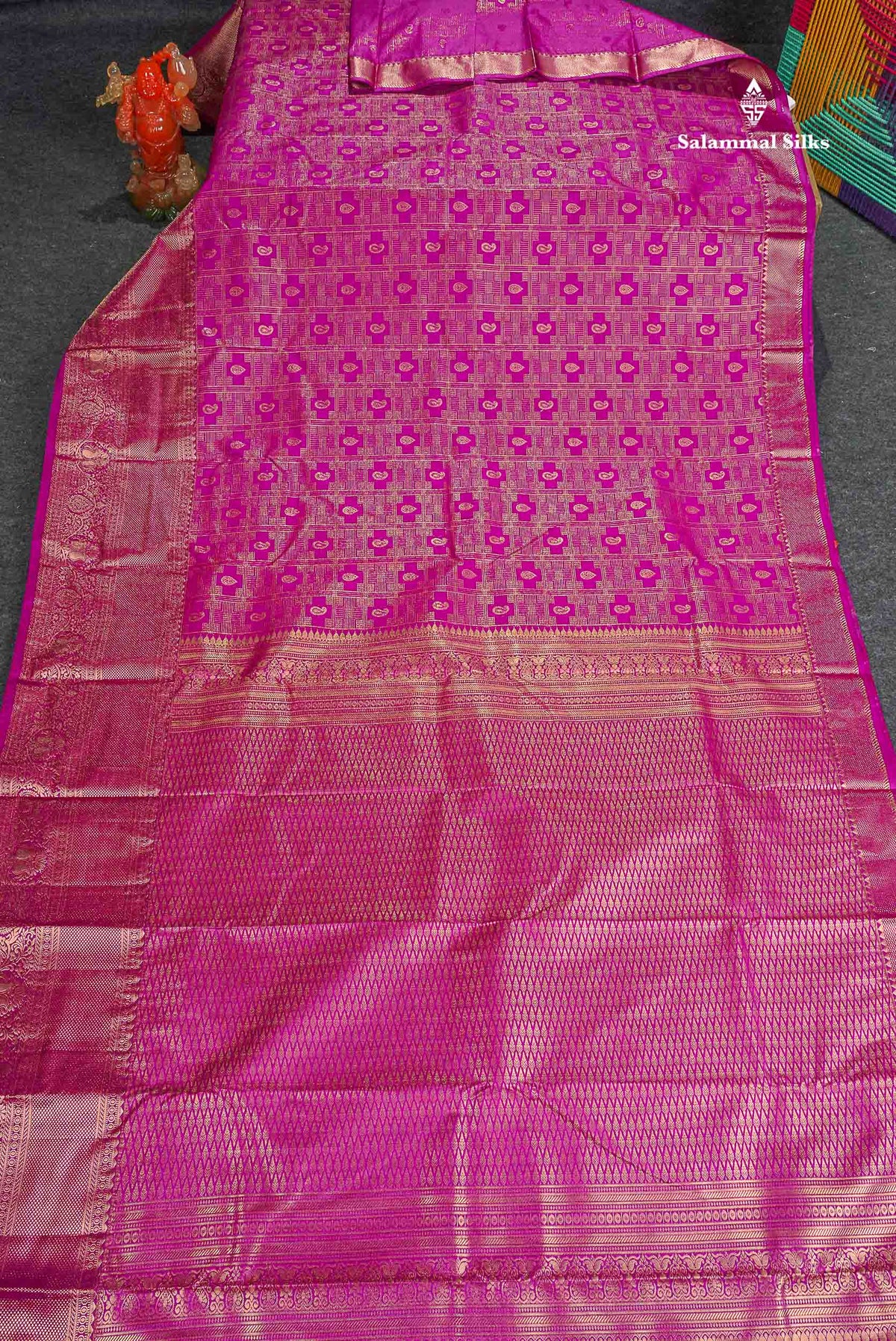 Semi Silk Saree - Magenta Pink Colour Body With Traditional Evening Morning Border 
