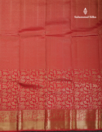 Beautiful Redish Maroon Vanasingaram Bridal Pure Kanjiivaram Silk Saree With Traditional Border