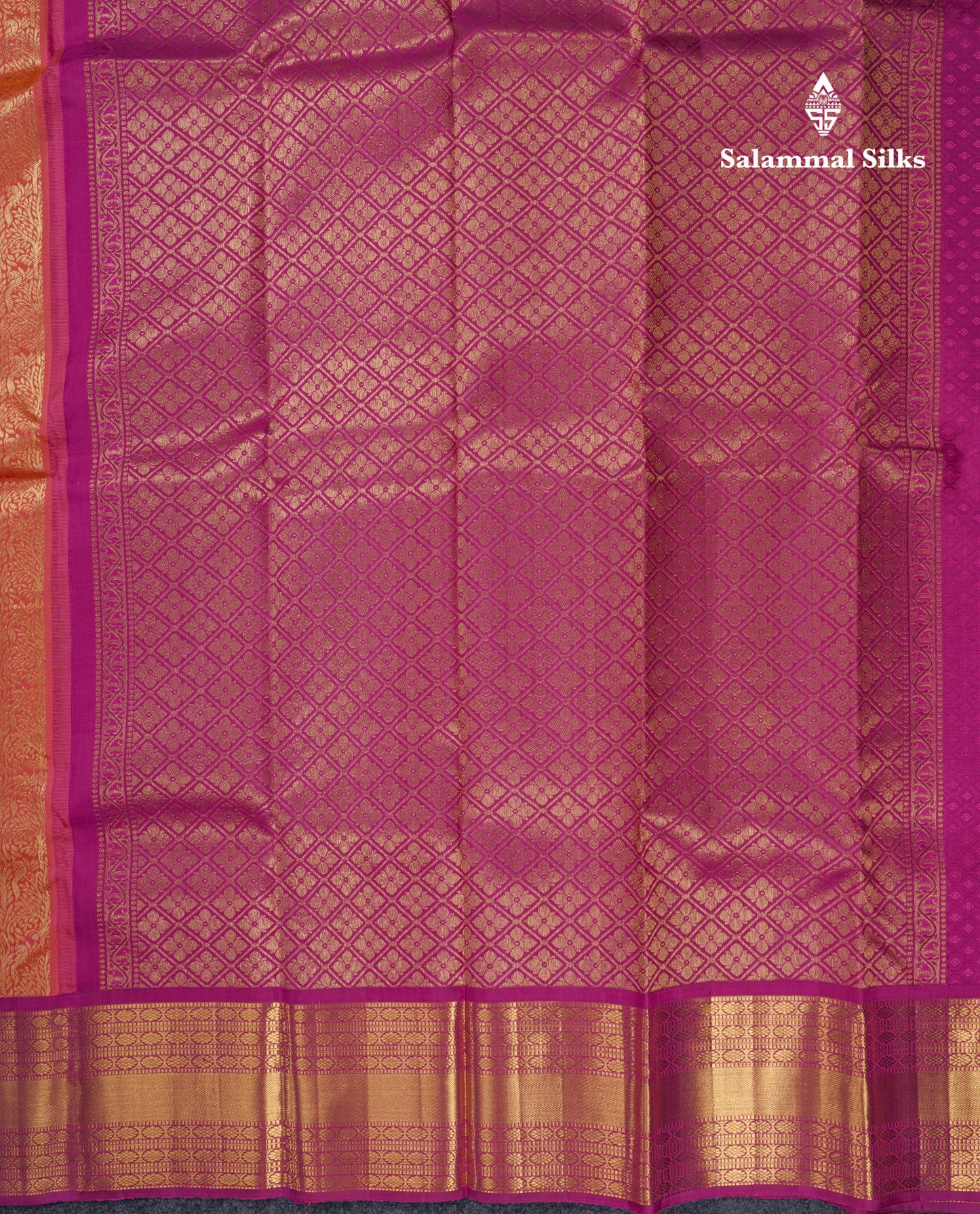 Orange Grand Beautiful Bridal Pure Kanjivaram Silk Saree With Magenta Border