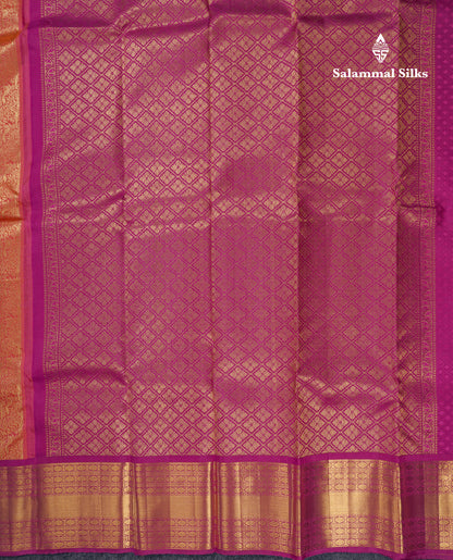 Orange Grand Beautiful Bridal Pure Kanjivaram Silk Saree With Magenta Border