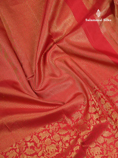 Beautiful Redish Maroon Vanasingaram Bridal Pure Kanjiivaram Silk Saree With Traditional Border
