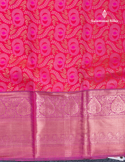 Pink Puremix Silk Saree With Contrast Magenta Traditional Evening Morning Border
