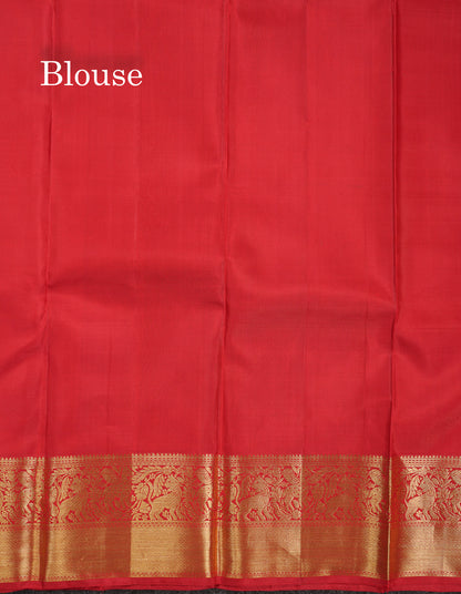 Beautiful Redish Maroon Vanasingaram Bridal Pure Kanjiivaram Silk Saree With Traditional Border