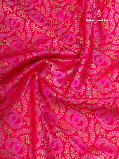 Pink Puremix Silk Saree With Contrast Magenta Traditional Evening Morning Border