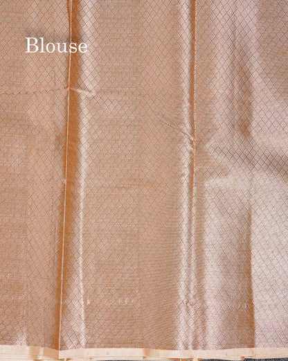 Cotton Mix - Rust Orange Floral Design Fancy Saree With Designer Blouse