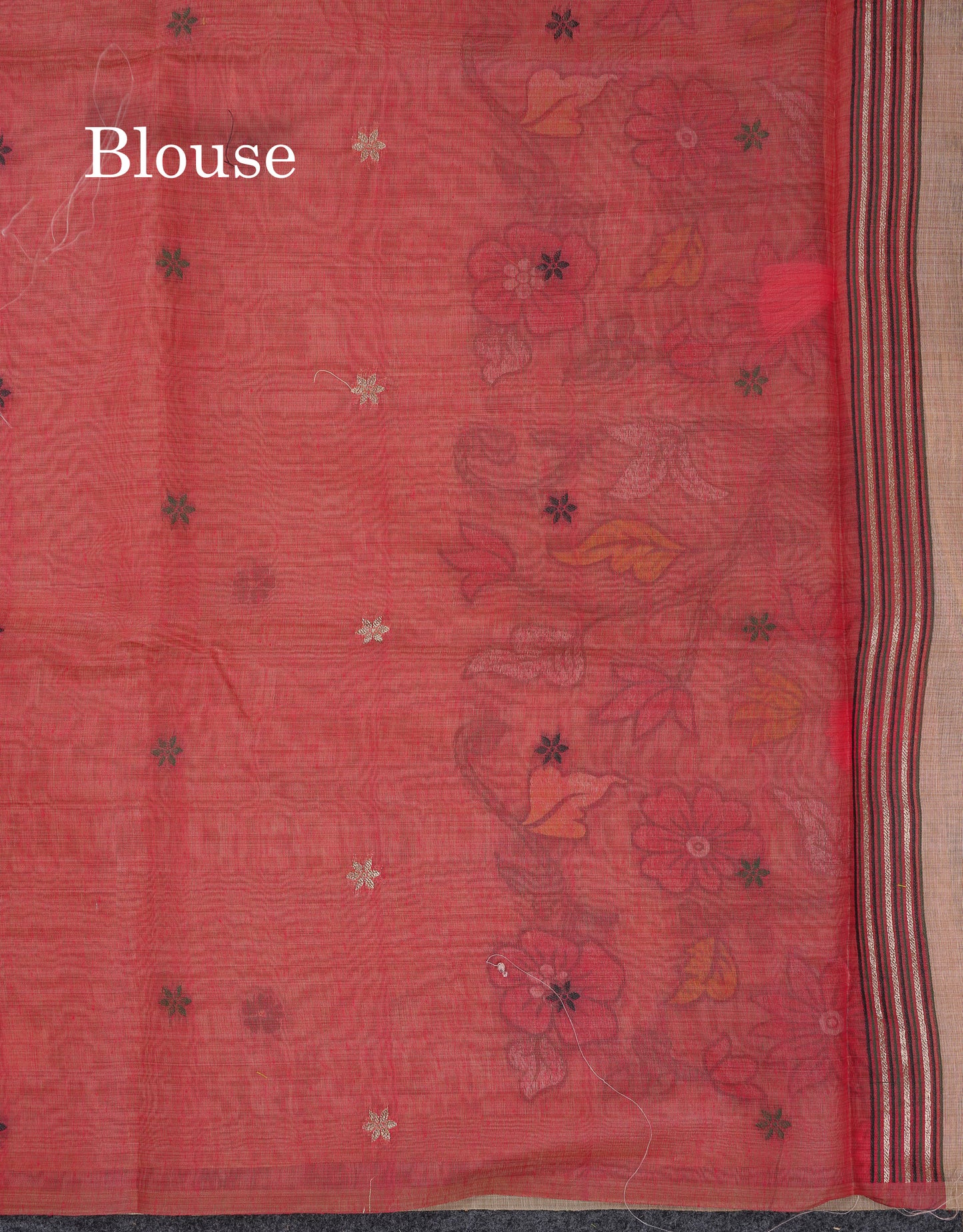 Beautiful Peach Menakari Work  Muga Cotton Saree With Contrast Chilly Red Blouse