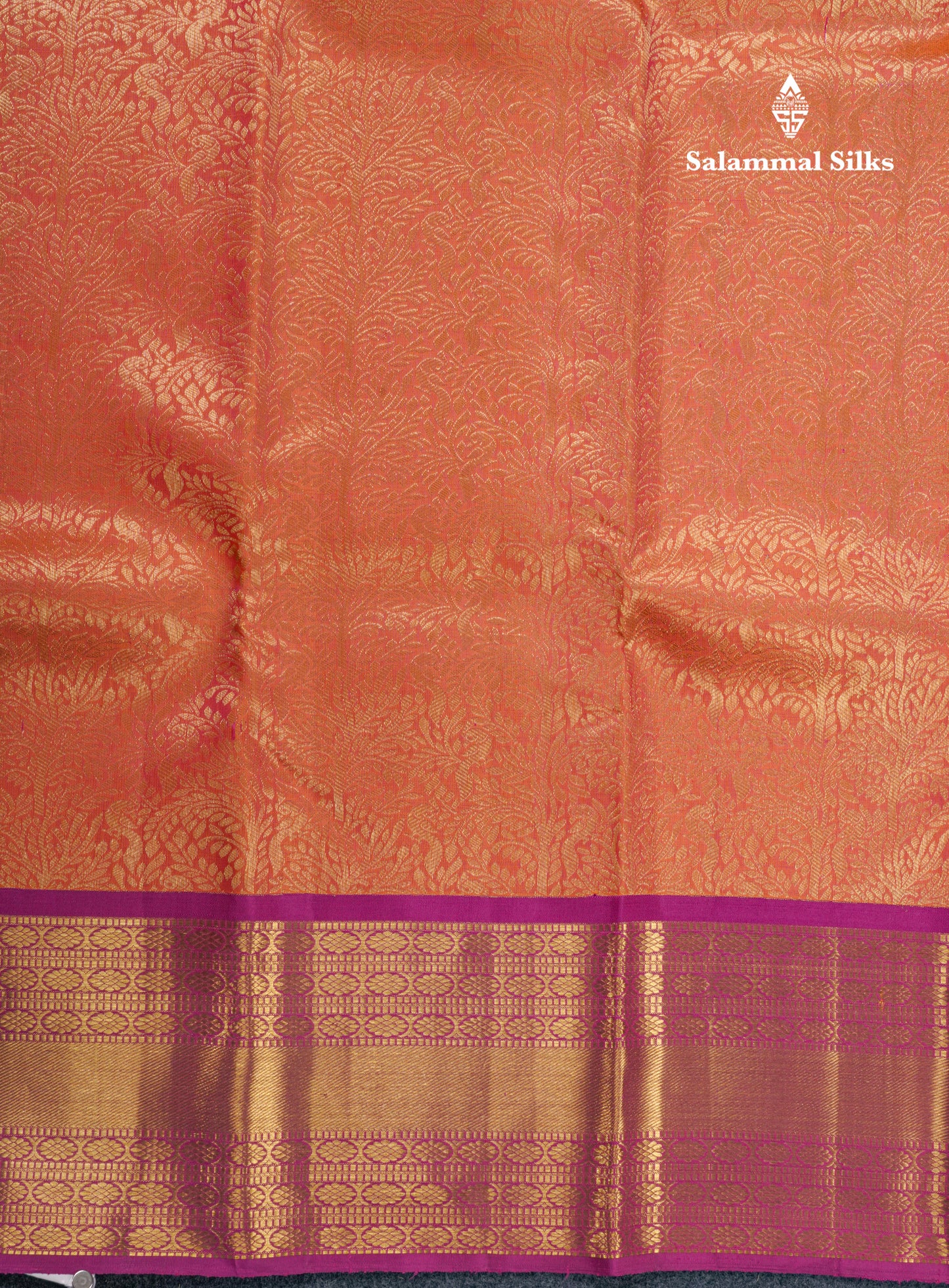 Orange Grand Beautiful Bridal Pure Kanjivaram Silk Saree With Magenta Border