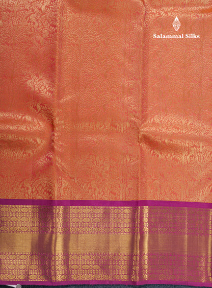 Orange Grand Beautiful Bridal Pure Kanjivaram Silk Saree With Magenta Border