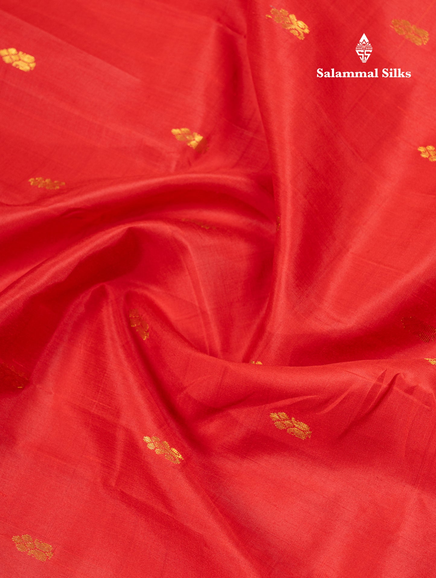 Tomato Red Pure Kanjivaram Silk Saree With Contrast Yellow One Side Traditional Border