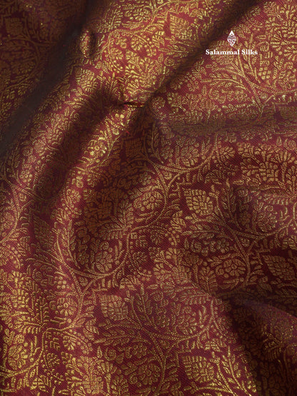 Beautiful Dark Maroon Pure Kanjivaram Silk Saree (2G) Zari With Traditional Self Border