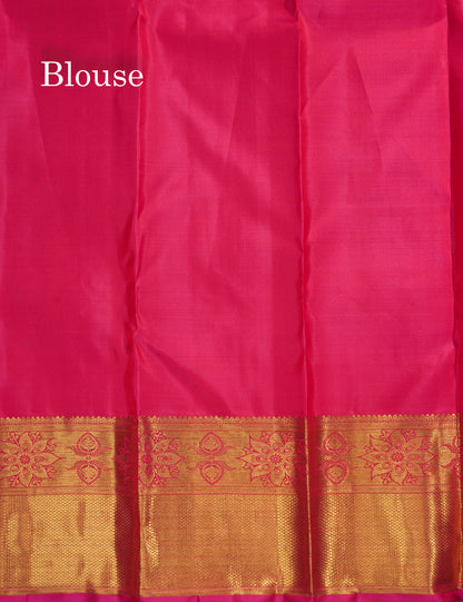 Meenakari work Pink Pure Kanjivaram Silk Saree (2G) Zari With Gold Zari Border