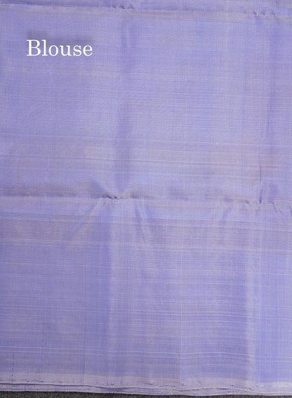 Beautiful Dual Tone Violet Pure Kanjivaram Soft Silk Saree With Contrast Lavender Border
