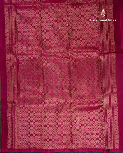 Beautiful Dual Tone Green Fancy Pure Kanjivaram Silk Saree With Contrast Dual Tone Maroon Blouse