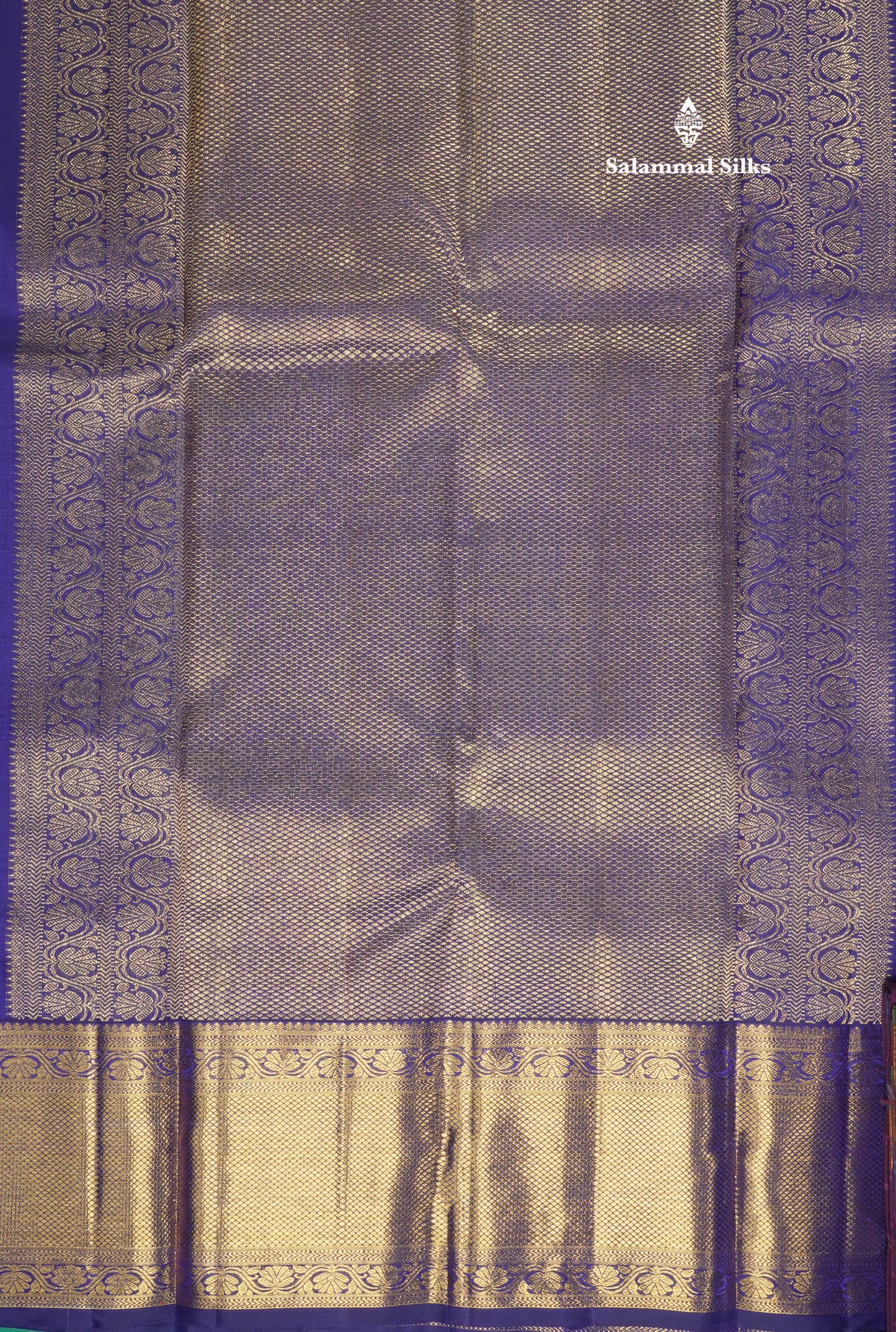 Tomato Red Pure Kanjivaram Silk Saree (2G) Zari With Contrast Navy Blue Border